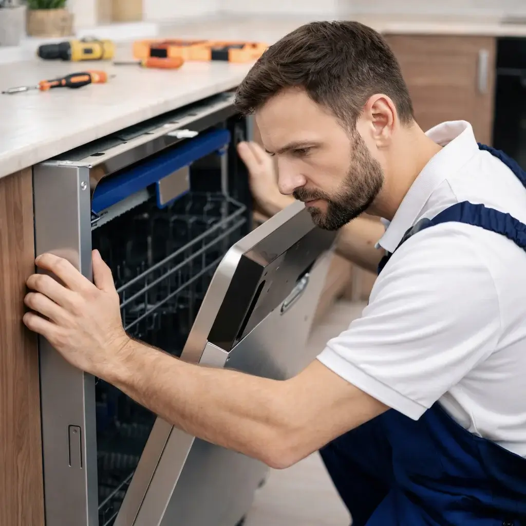 Klempner schließt Maschine an